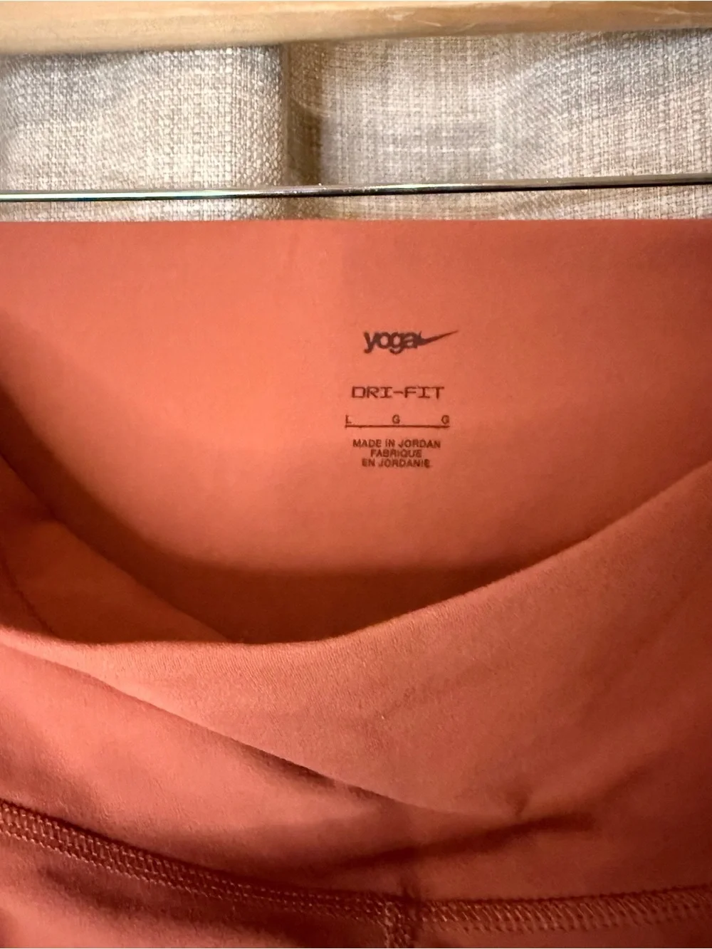 Nike Yoga Dri-FIT High Rise Leggings Altered to Biker Length Rust Orange L